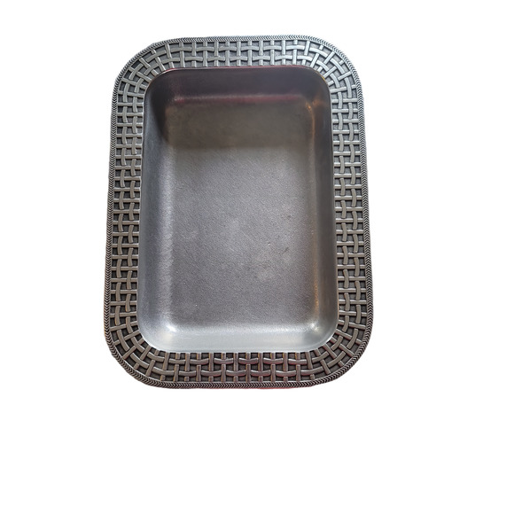 3 Pack Wilton Armetale Basketweave Serving Dish Platter set oval, basket, round - Picture 14 of 16